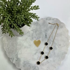 Gold and Black Flower Necklace stainless steel